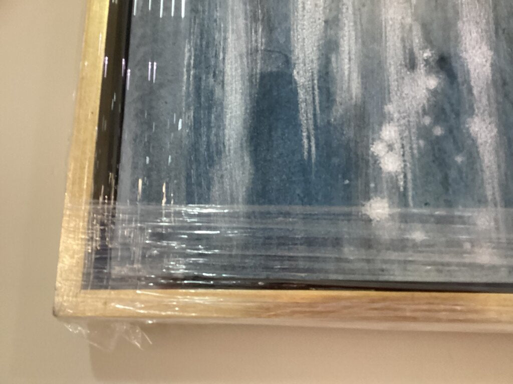 85481 (8535-12) Modern Blue and Gold Framed Painting 50x38