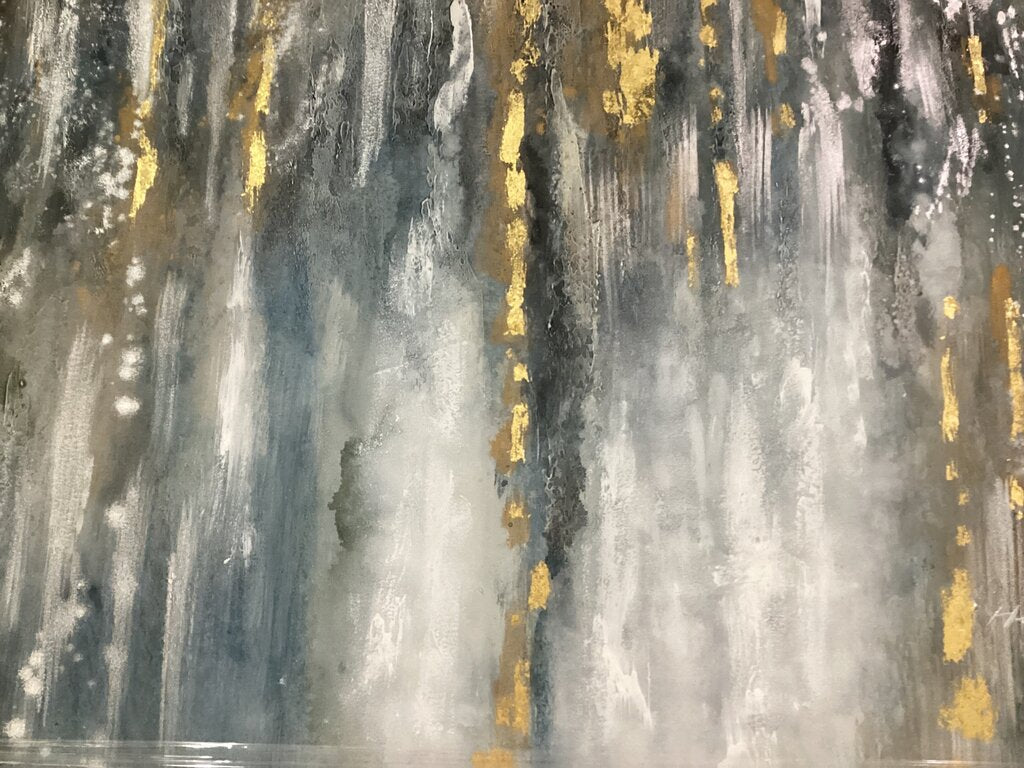 85481 (8535-12) Modern Blue and Gold Framed Painting 50x38