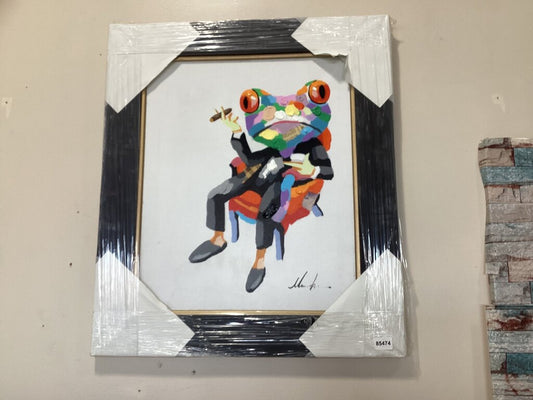 85474 (8535-5) Frog Chair Framed Painting 28x32