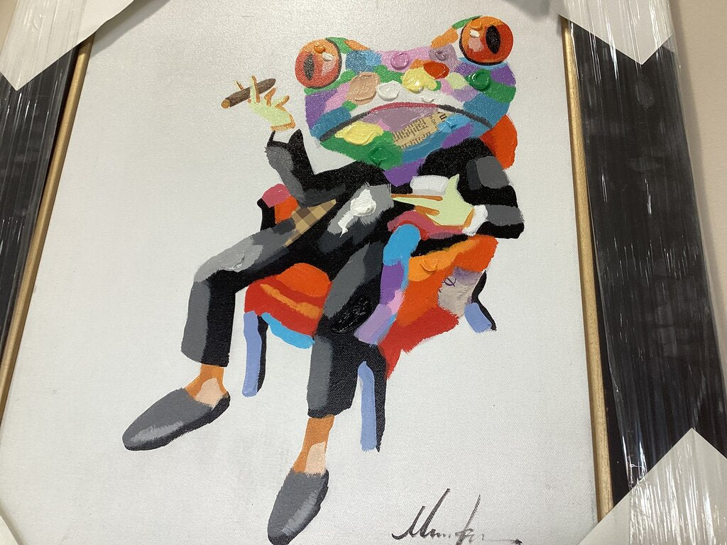 85474 (8535-5) Frog Chair Framed Painting 28x32