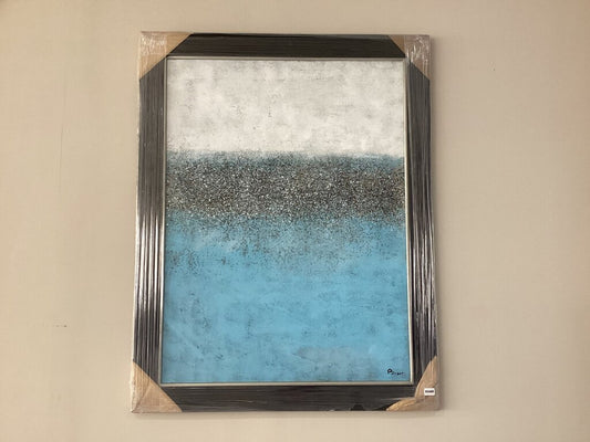 85488 (8536-4) Modern Blue and White Framed Painting 44x56