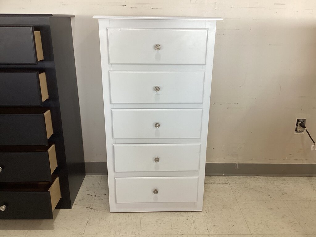 244416 - White Light NEW 5 Drawer Chest 24x16x44