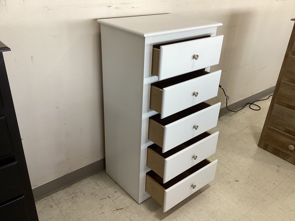 244416 - White Light NEW 5 Drawer Chest 24x16x44