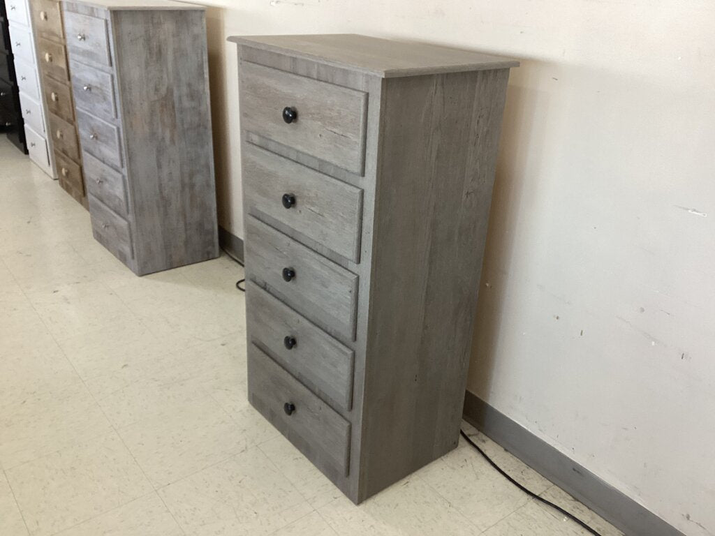 244416 - Wiley Oak Gray NEW 5 Drawer Chest 24x16x44
