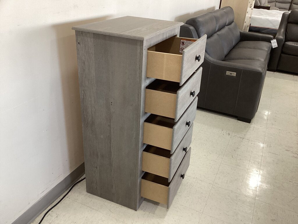 244416 - Wiley Oak Gray NEW 5 Drawer Chest 24x16x44