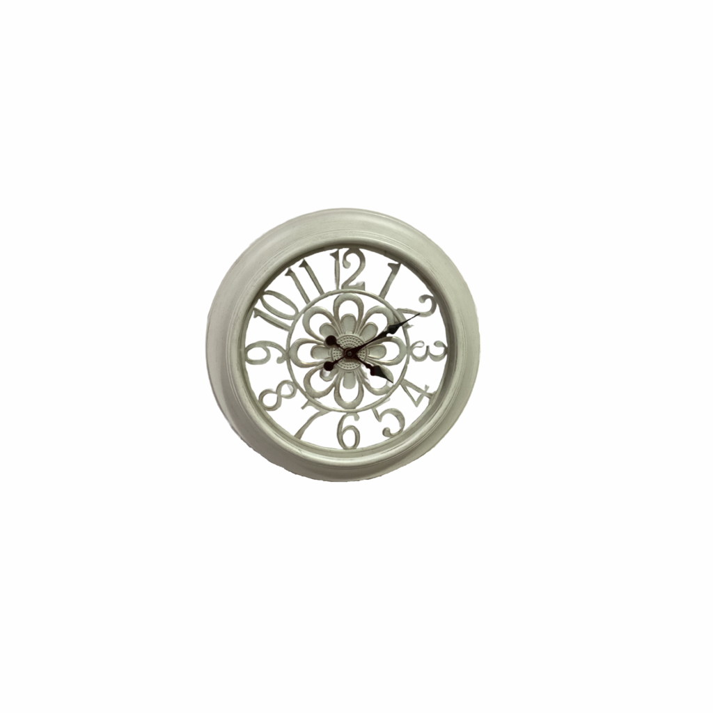 85460 - Antiqued White Flower 18in Wall Clock