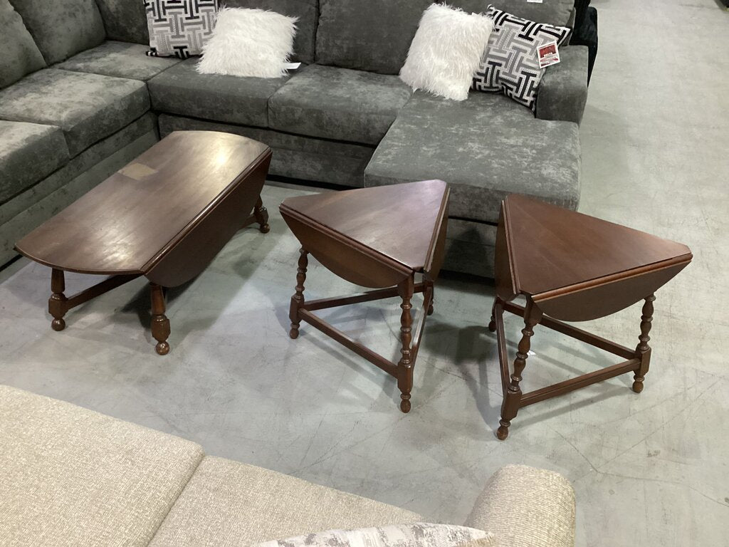 85650 - Willett Solid Cherry Drop Leaf 3pc Occasional Set (48x19-36x17)(27x24)