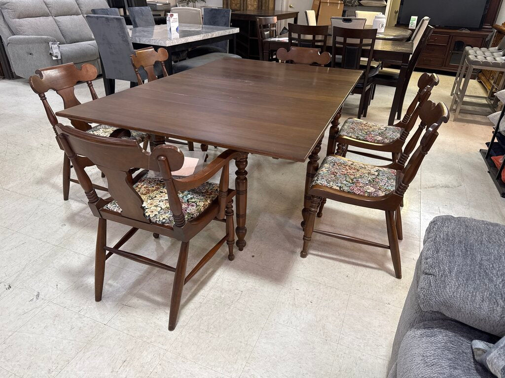 85654 - Willett 7pc Drop Leaf Mid Century Dining Set 46x28-71x29