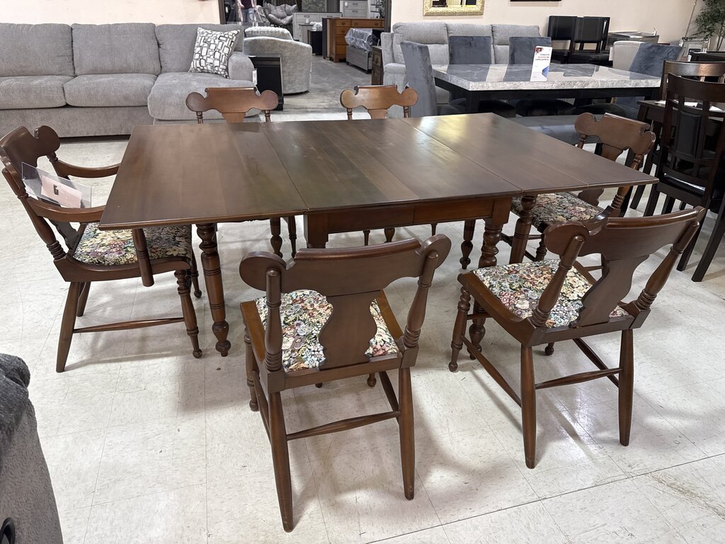 85654 - Willett 7pc Drop Leaf Mid Century Dining Set 46x28-71x29