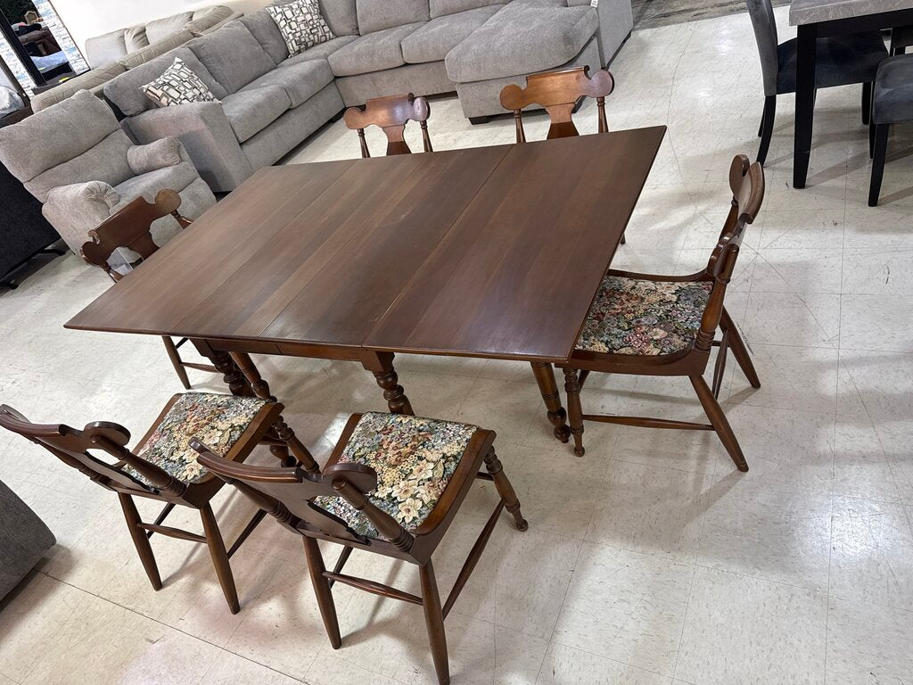 85654 - Willett 7pc Drop Leaf Mid Century Dining Set 46x28-71x29