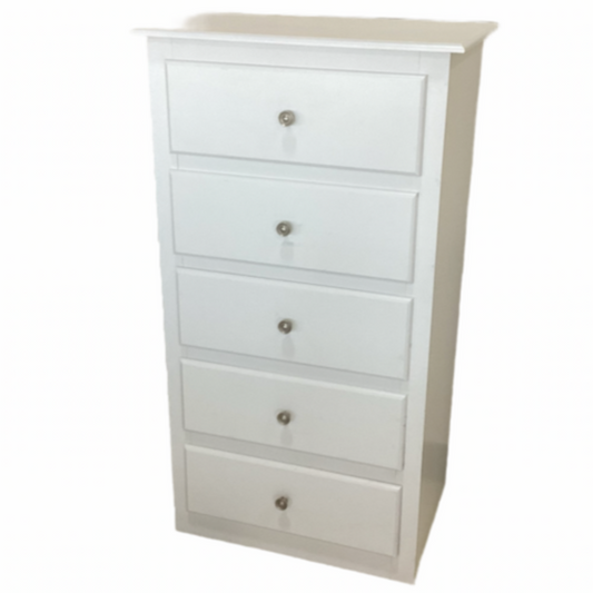 244416 - White Light NEW 5 Drawer Chest 24x16x44