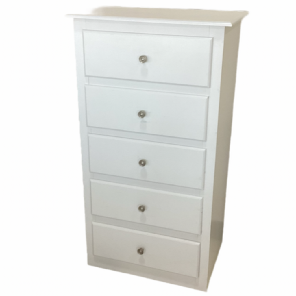 244416 - White Light NEW 5 Drawer Chest 24x16x44