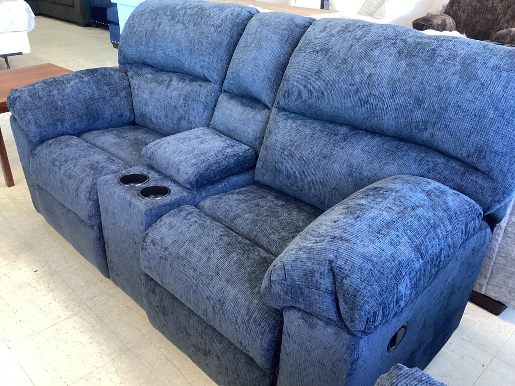 Wow Navy NEW Reclining Loveseat w/Console 78x34x41 (1420)