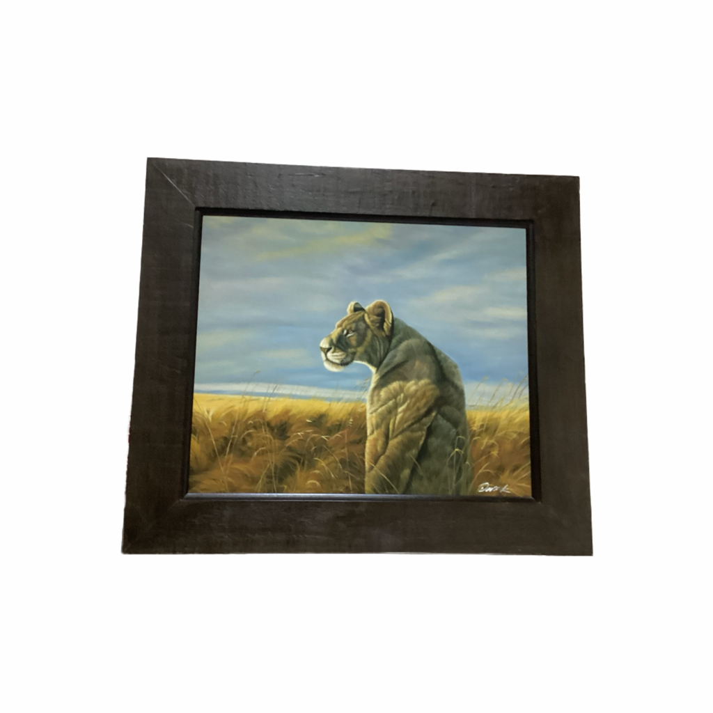 85668 (8442-39) Framed Lioness Painting 32x28