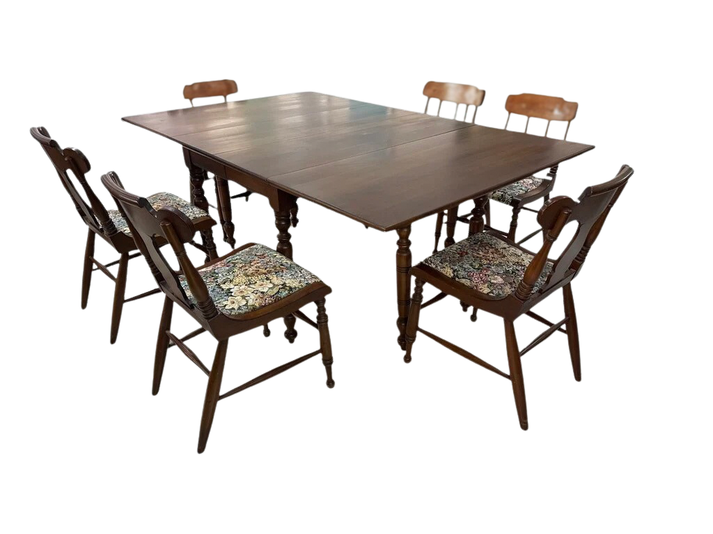 85654 - Willett 7pc Drop Leaf Mid Century Dining Set 46x28-71x29