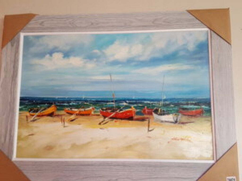 85471 (8535-2) Canoes Framed NEW Painting 44x32