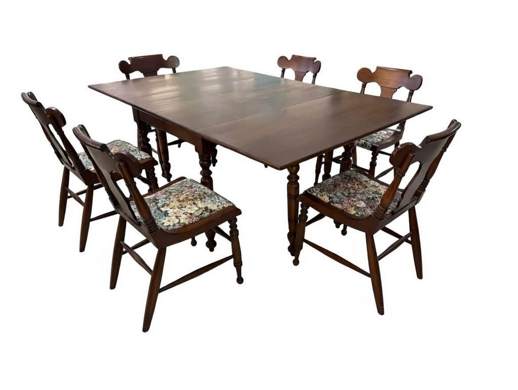 85654 - Willett 7pc Drop Leaf Mid Century Dining Set 46x28-71x29