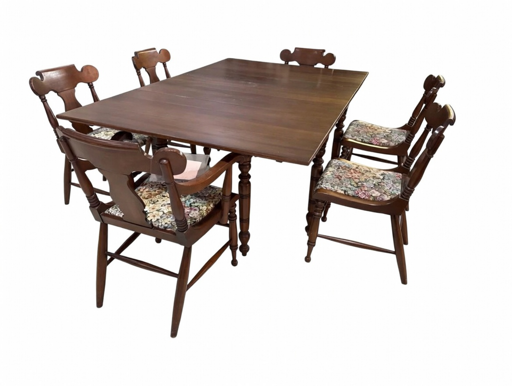 85654 - Willett 7pc Drop Leaf Mid Century Dining Set 46x28-71x29