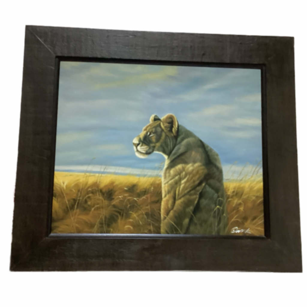 85668 (8442-39) Framed Lioness Painting 32x28