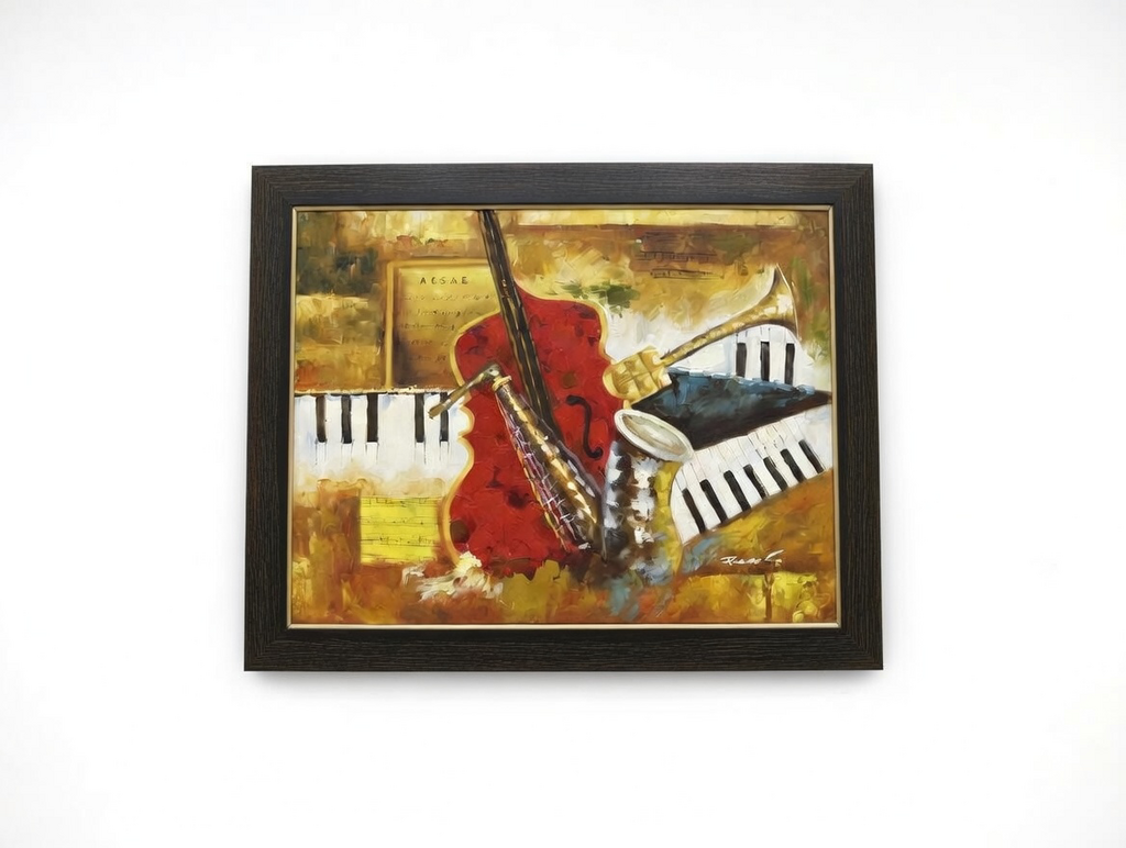 85489 (8536-5) Musical Instruments Framed Painting 56x44 - NEW