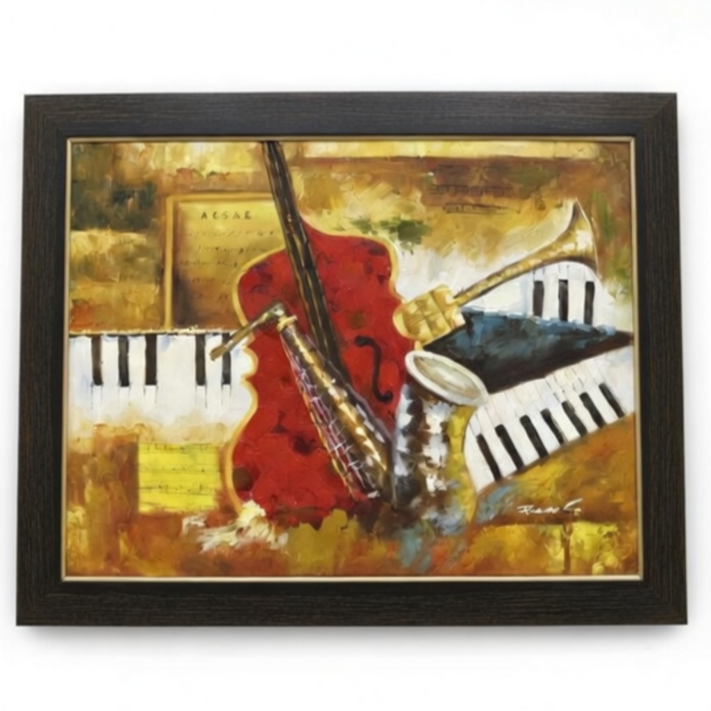 85489 (8536-5) Musical Instruments Framed Painting 56x44 - NEW