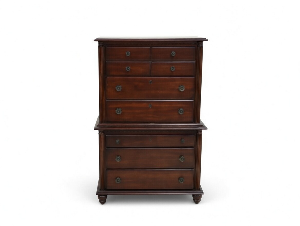 85718 - Wooden 6 Drawer 2pc Highboy Chest 41x18x63
