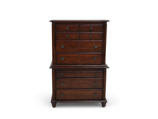 85718 Wooden 6 Drawer 2 PC Highboy Chest 41x18x63