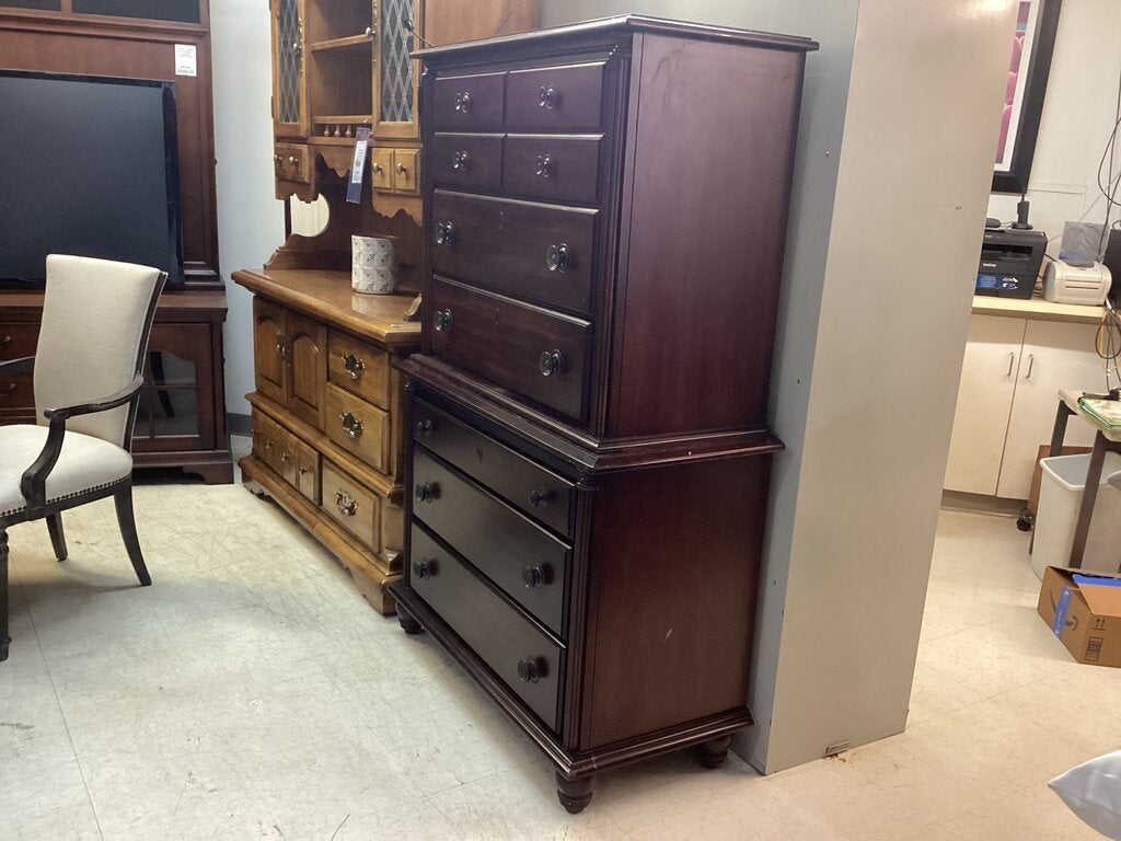 85718 - Wooden 6 Drawer 2pc Highboy Chest 41x18x63