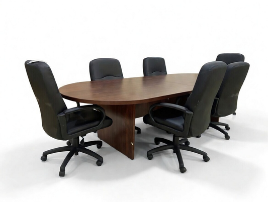 85731 - Racetrack 10ft Conference Table w/6 Executive Chairs 47x120x30