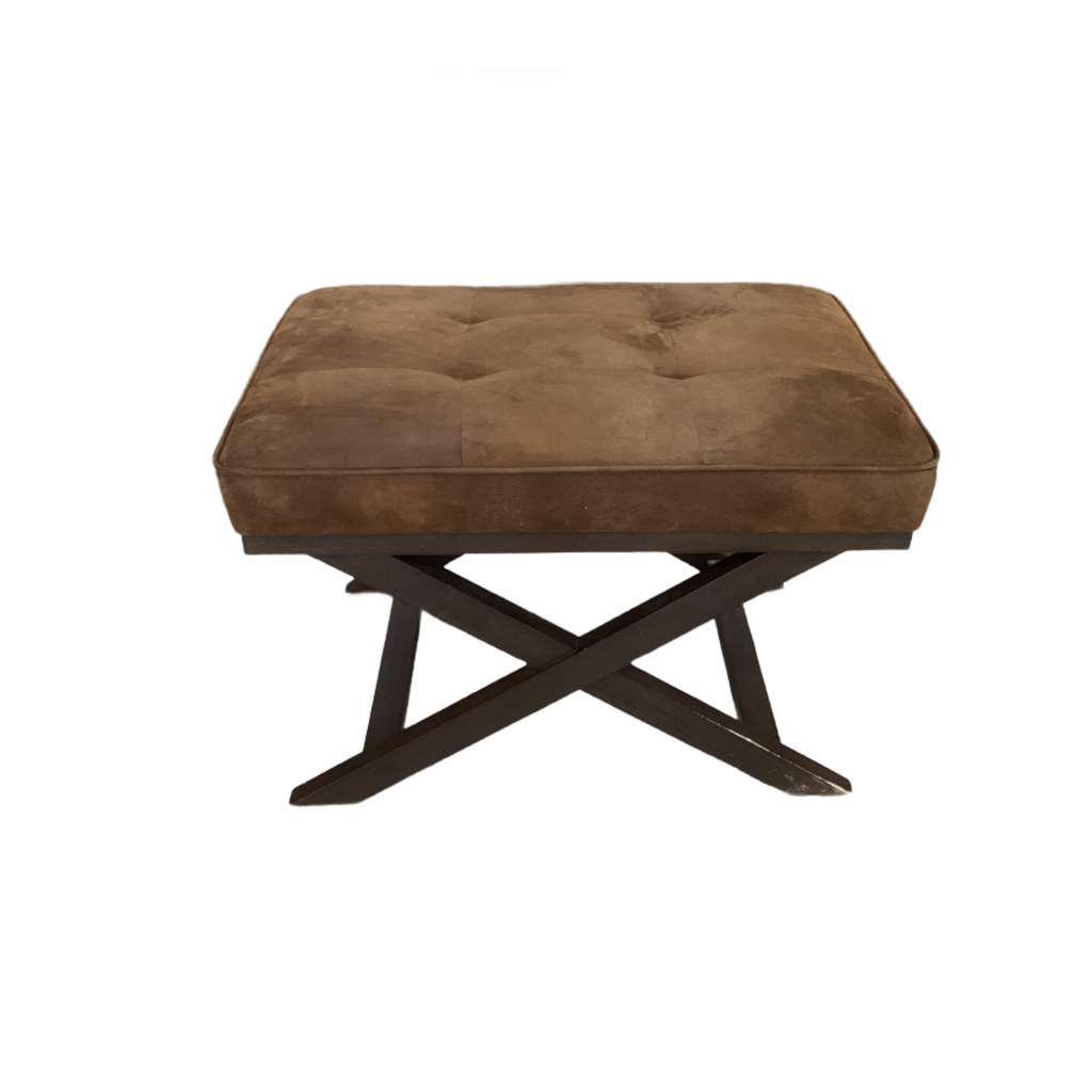 85774 - Brown X Bench Ottoman 27x19x18