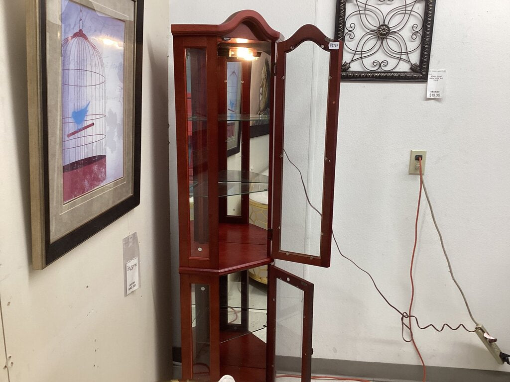 85797 - Belleze Lighted Corner Curio Cabinet 22x17x70