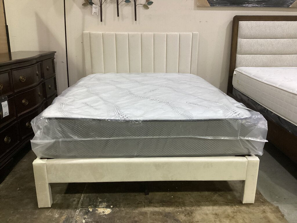 Beige Upholstered Full Size Platform Bedframe 57x80x47 (CFS9465-BF)