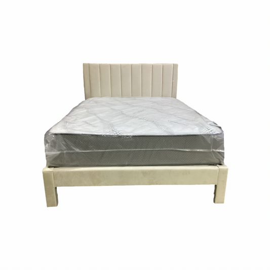 Beige Upholstered NEW Queen Platform Bedframe 63x84x44 (CFS9465-BQ)