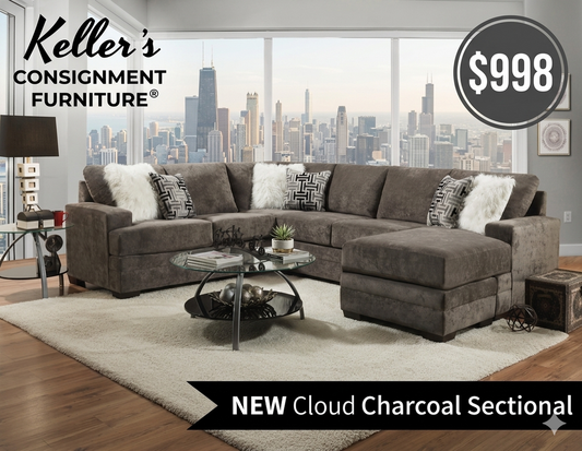 Cloud Charcoal NEW 2pc Sectional 123x97x65x37 (2760-07)