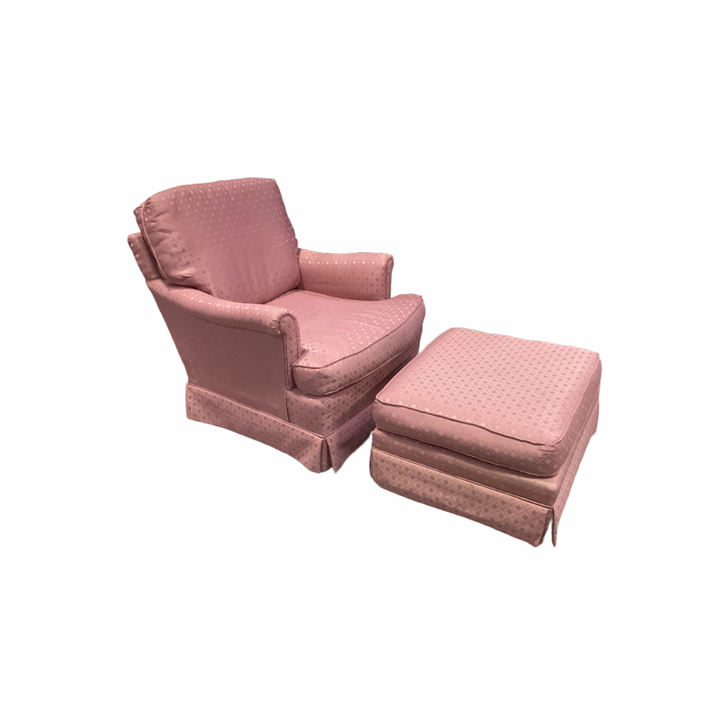 85834 - Vintage Pink Armchair w/Ottoman 30x33x29/26x22x13