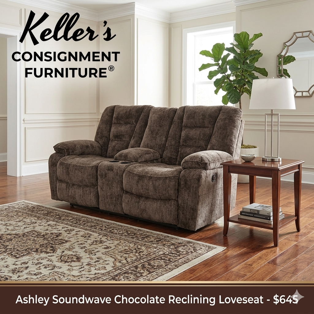 85590 - Ashley Soundwave Chocolate Reclining Loveseat 74x36x42
