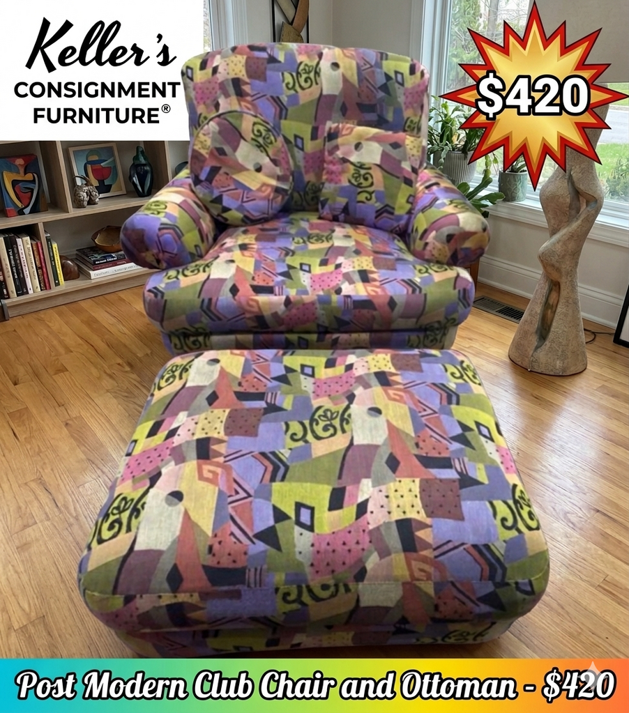 85646 - Post Modern Club Chair and Ottoman (c-43x36x33)(o-30x23x14) *Ai