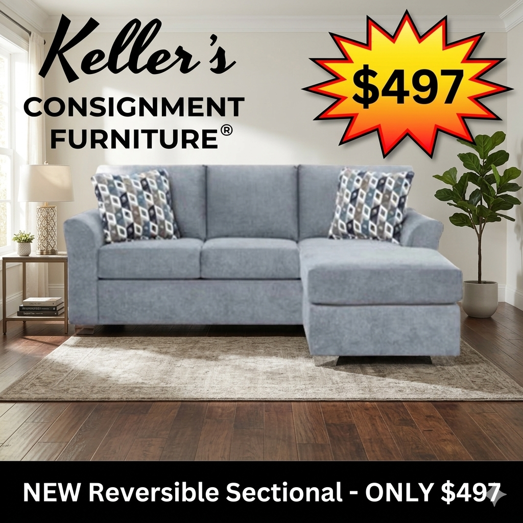 Anna Blue Gray NEW Reversible Sofa Chaise 82x64x38 (3903-ANNG)