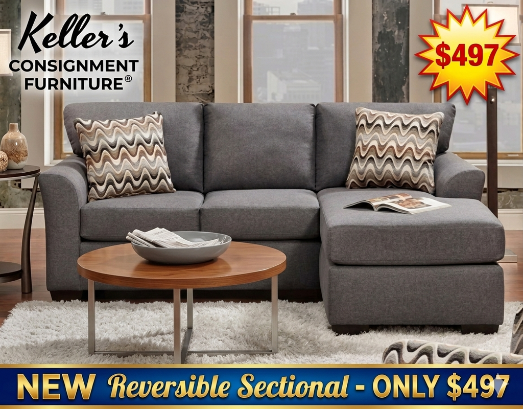 Cosmopolitan Gray NEW Reversible Sofa Chaise 82x64x38 (3903/3905 COSG)