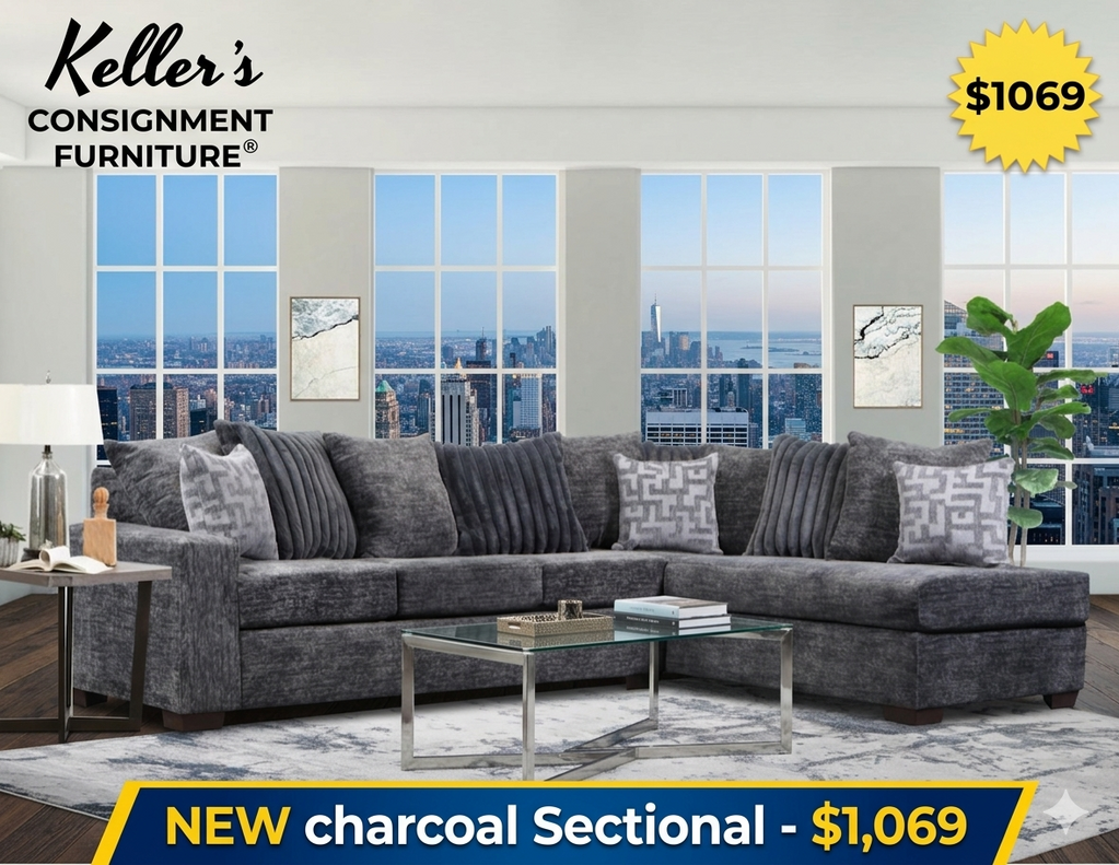 Galactic Charcoal NEW 2pc Sectional 118x88x33 (2865-07S/07L)