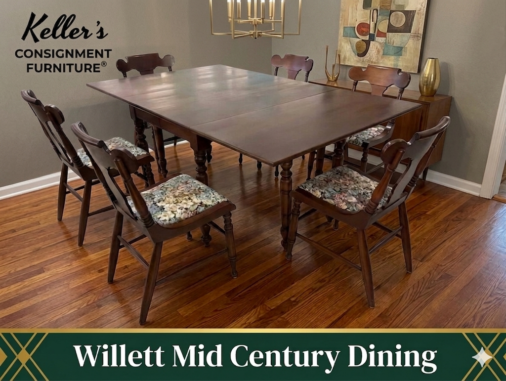 85654 - Willett 7pc Drop Leaf Mid Century Dining Set 46x28-71x29