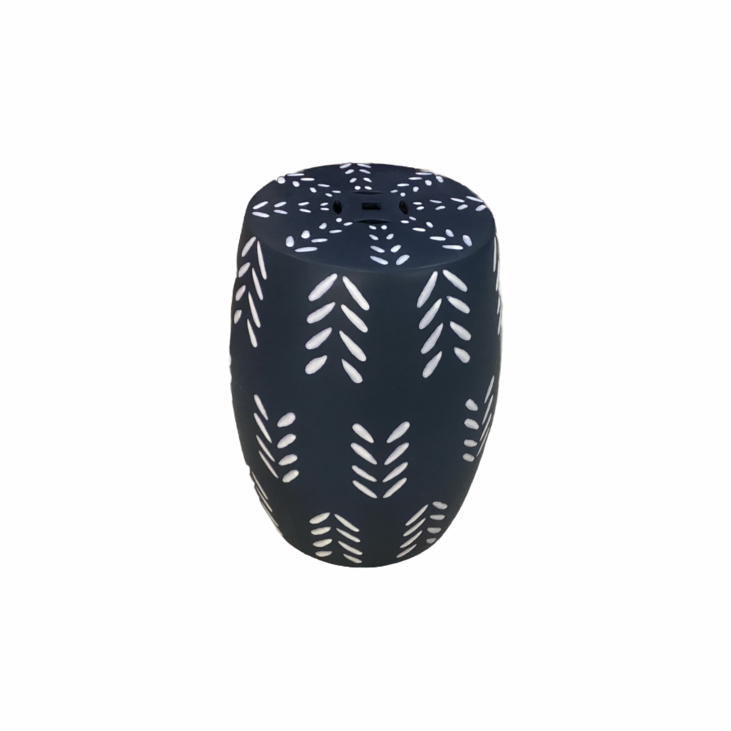 85895 - Ashley Genemore Navy & White Garden Stool 13x13x18