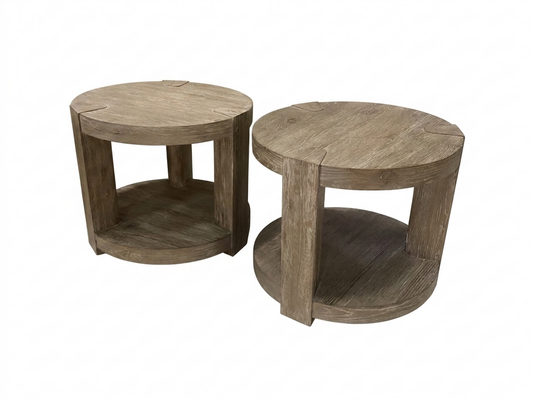 85921 - Bernhardt Tribeca Pair of Round Side Tables 26x26x22