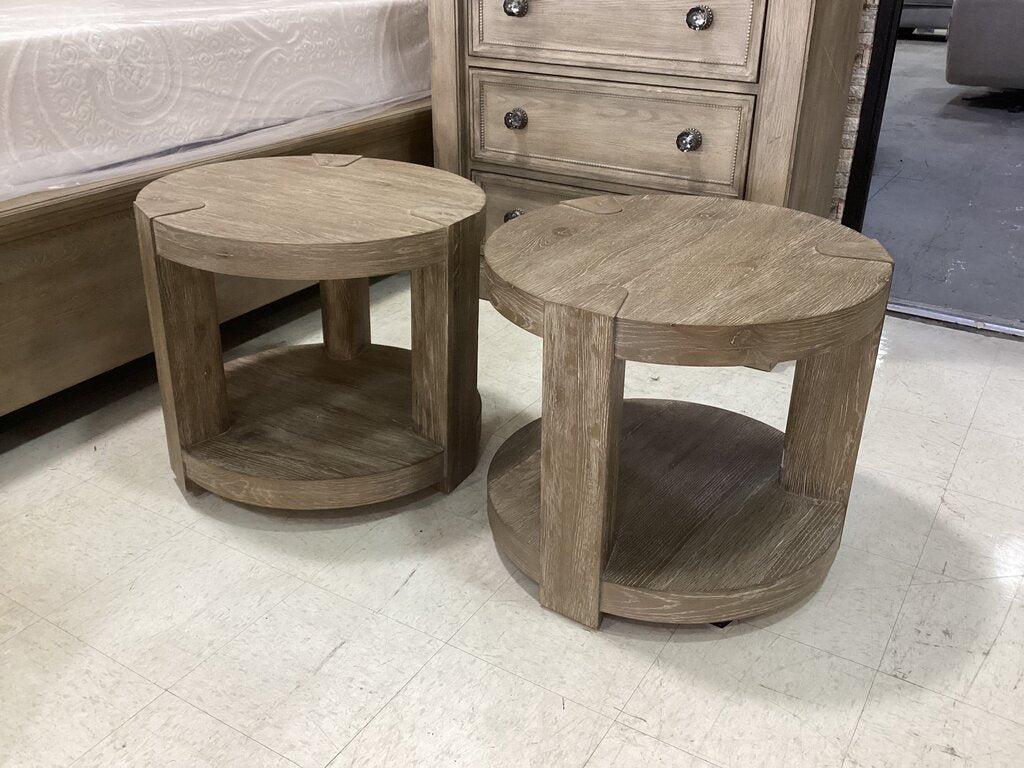 85921 - Bernhardt Tribeca Pair of Round Side Tables 26x26x22