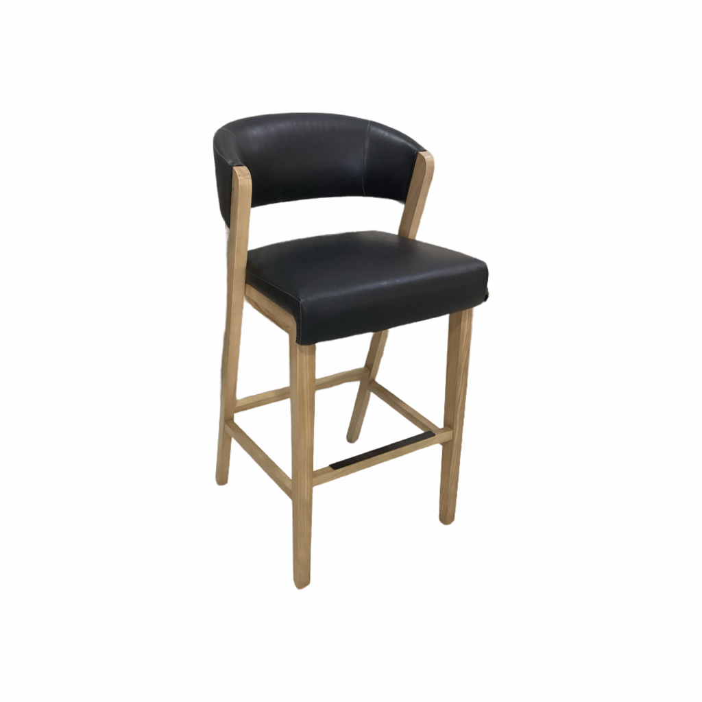 85942 - Boulevard Wax Black Leather Bar Chair 21x20x41