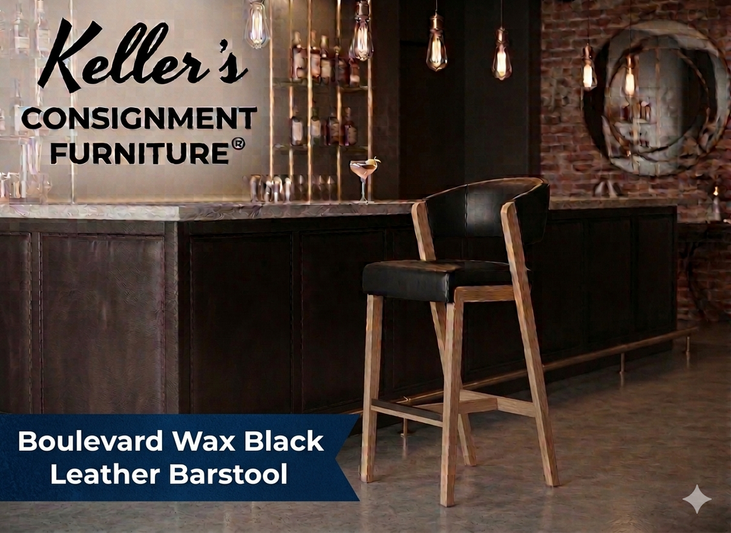 85942 - Boulevard Wax Black Leather Bar Chair 21x20x41