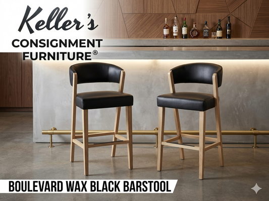 85942 - Boulevard Wax Black Leather Bar Chair 21x20x41