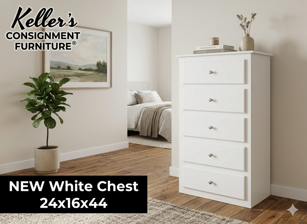 244416 - White Light NEW 5 Drawer Chest 24x16x44