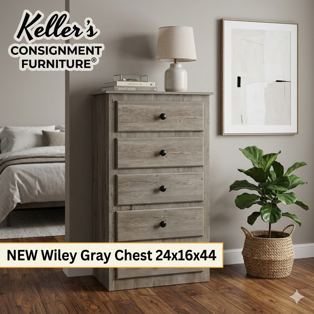 244416 - Wiley Oak Gray NEW 5 Drawer Chest 24x16x44