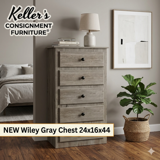 244416 - Wiley Oak Gray NEW 5 Drawer Chest 24x16x44